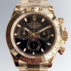 롤렉스 크로노그래프 데이토나 18K 옐로우골드 블랙 다이얼 수정형 ETA 7750 오토매틱 - Rolex Chronograph Daytona 18K YellowGold Case Black Dial High Quilty Automatic Movement