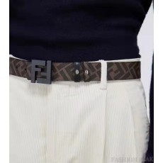 펜디 벨트 Brown Leather and Fabric Belt